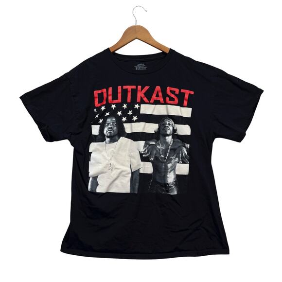 Outkast Andre 3000 Big Boi American Flag Rap Artist Hip Hop Y2K Black T Shirt L - Picture 1 of 3